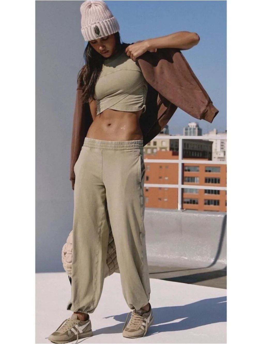 FP Movement by Free People Hot Shot Crossover Pant in Sage Stone - Picture 2 of 12